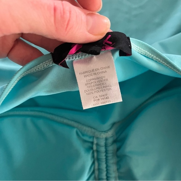 ACX Active aqua blue bandeau tankini top size medium swim halter strap ruched - Picture 9 of 9